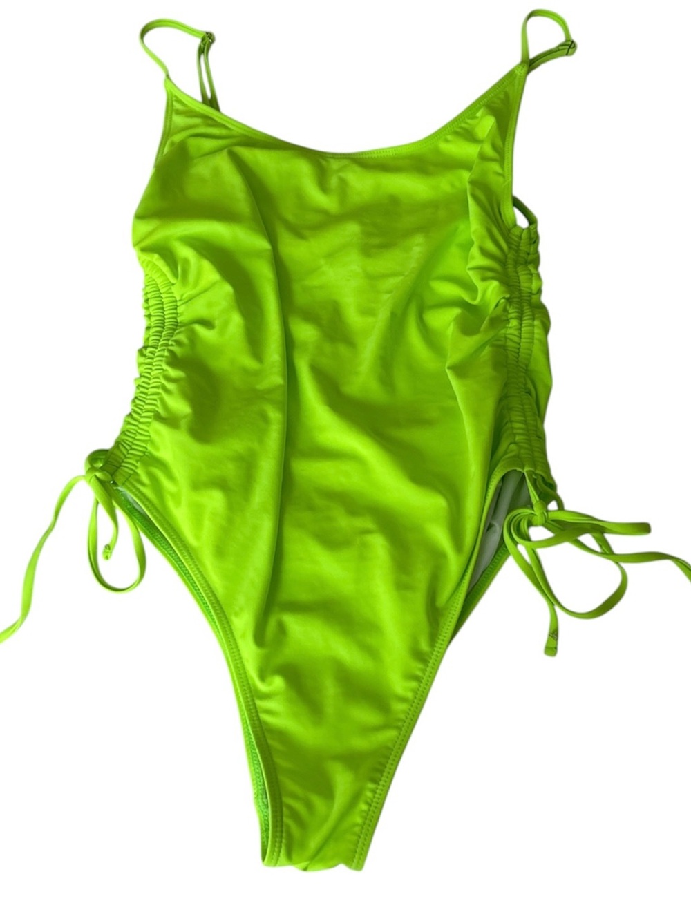 Fashion Nova Neon fluorescent yellow woman One-Piece Swimsuit with Side Ties
